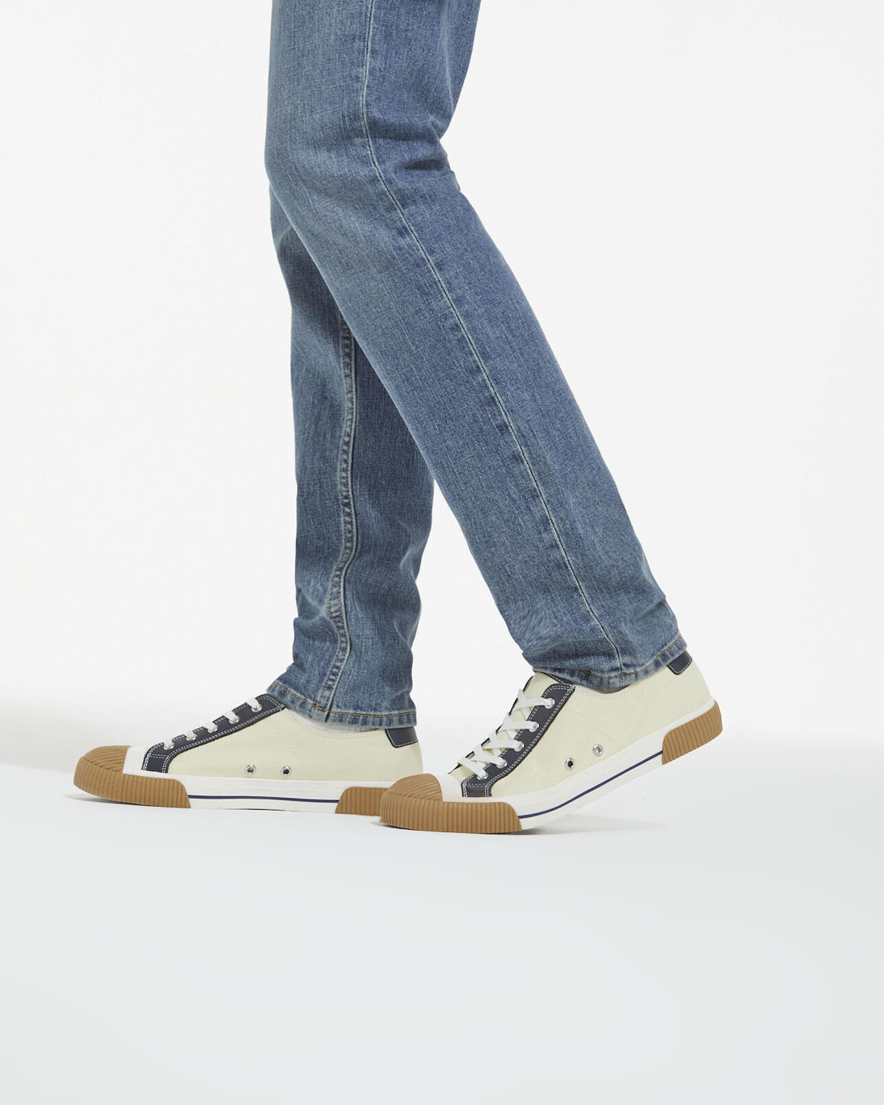The Kooples MIXED ECRU ecru low-top canvas sneakers with detail