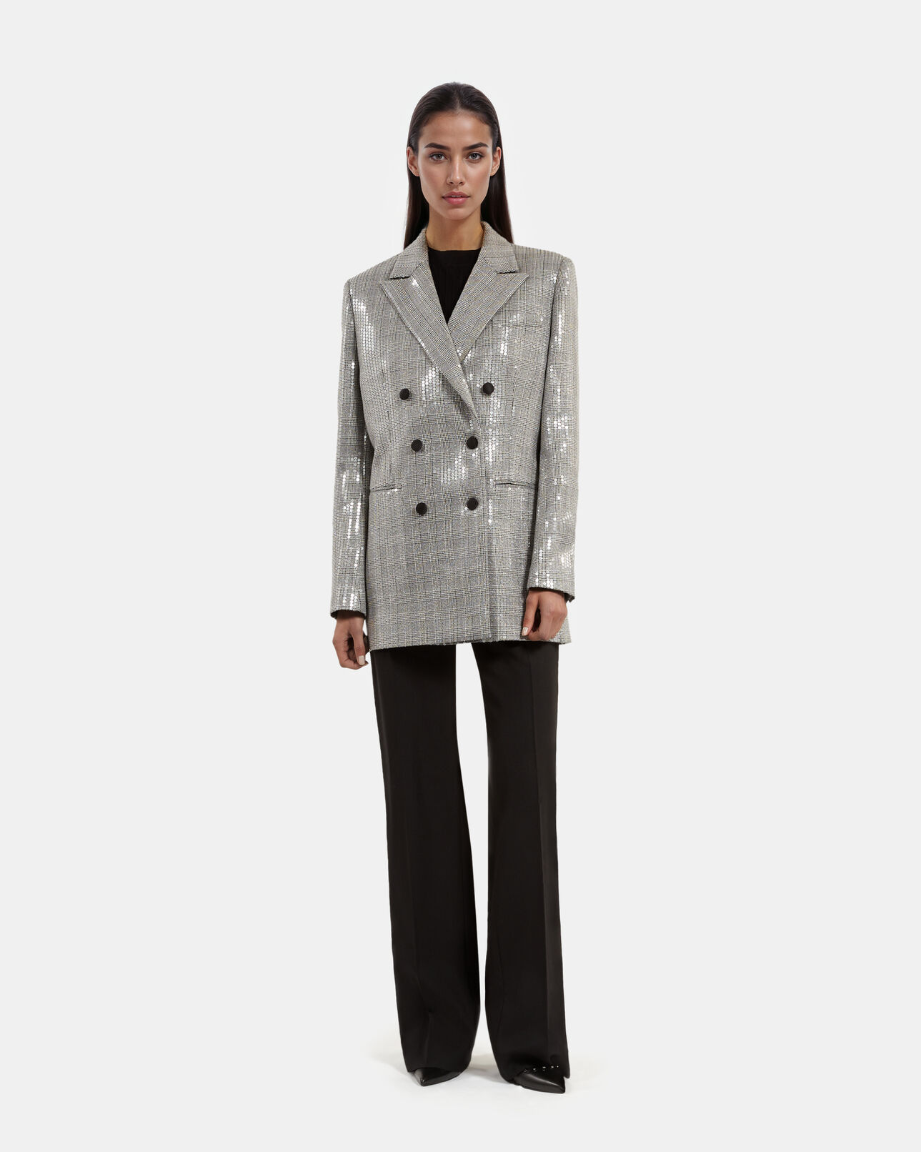 The Kooples WOMEN GREY gray prince of wales sequin jacket