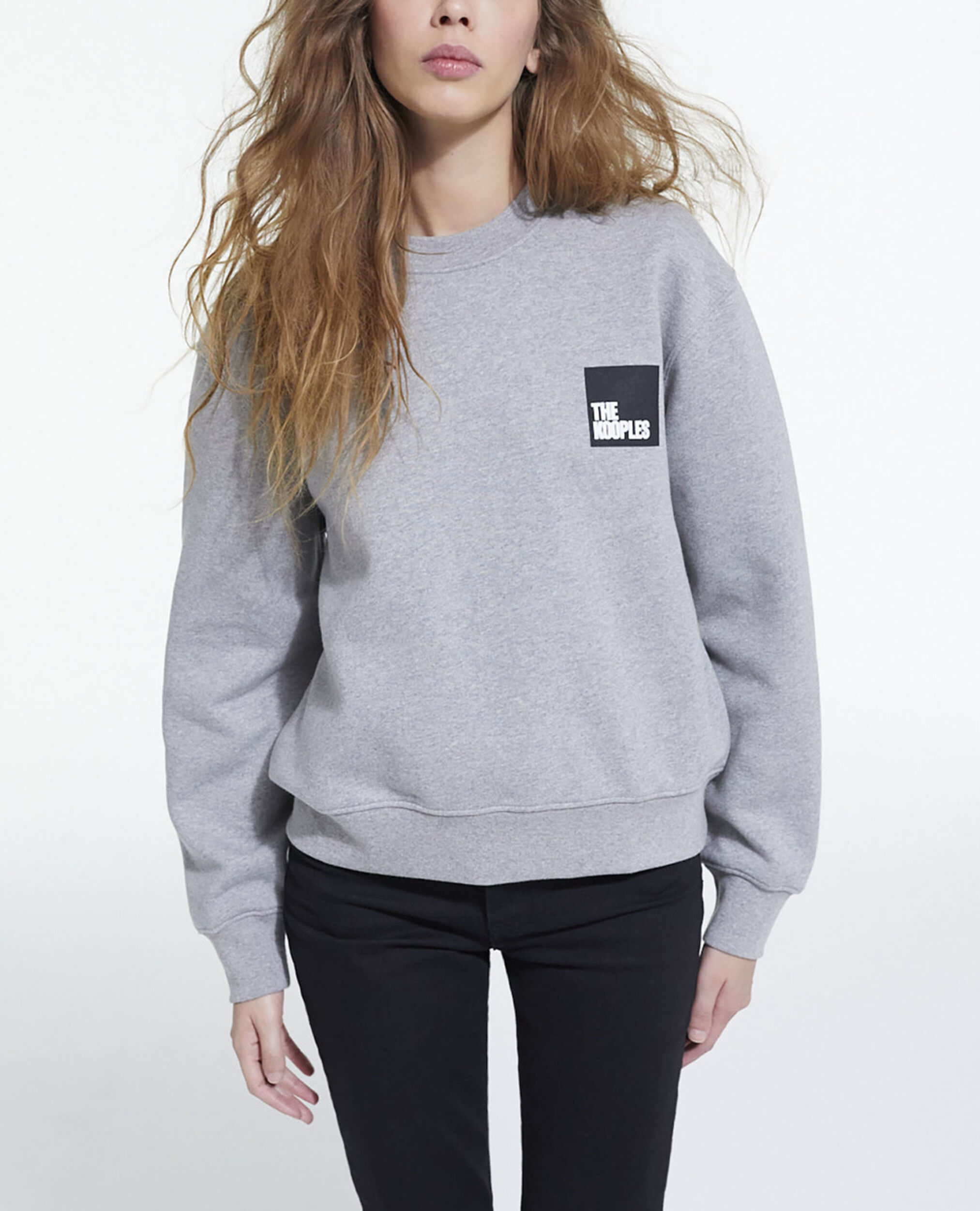 Gray sweatshirt with logo, GREY MELANGE, hi-res image number null