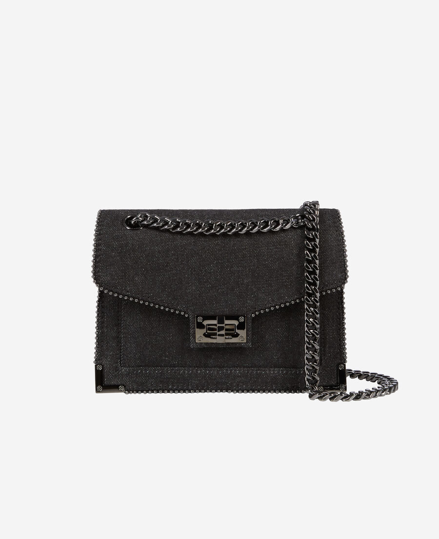 The Kooples F BLACK DENIM emily black denim chain bag