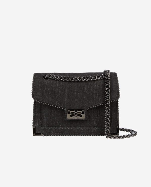 The Kooples F BLACK DENIM emily black denim chain bag