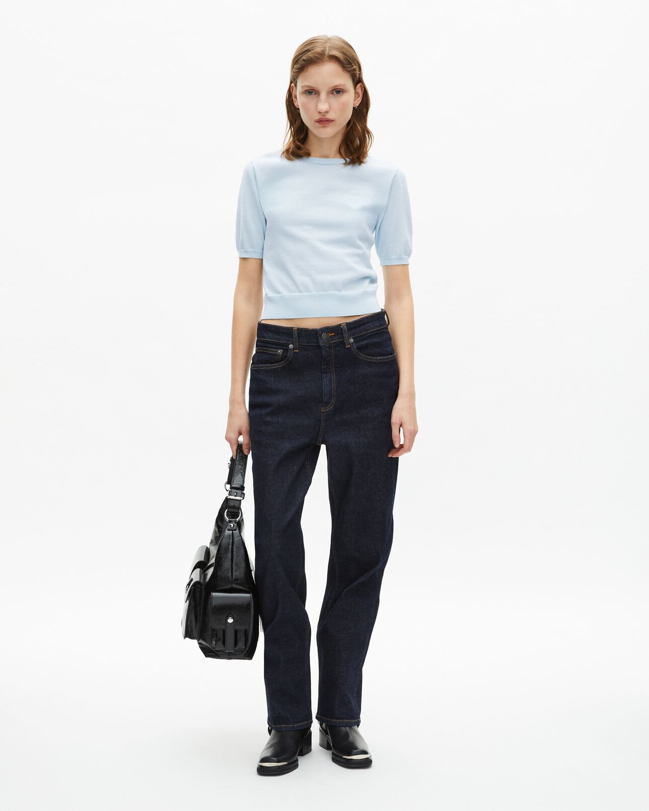 The Kooples DAMEN BABY BLUE kurzärmeliger pullover in hellblau