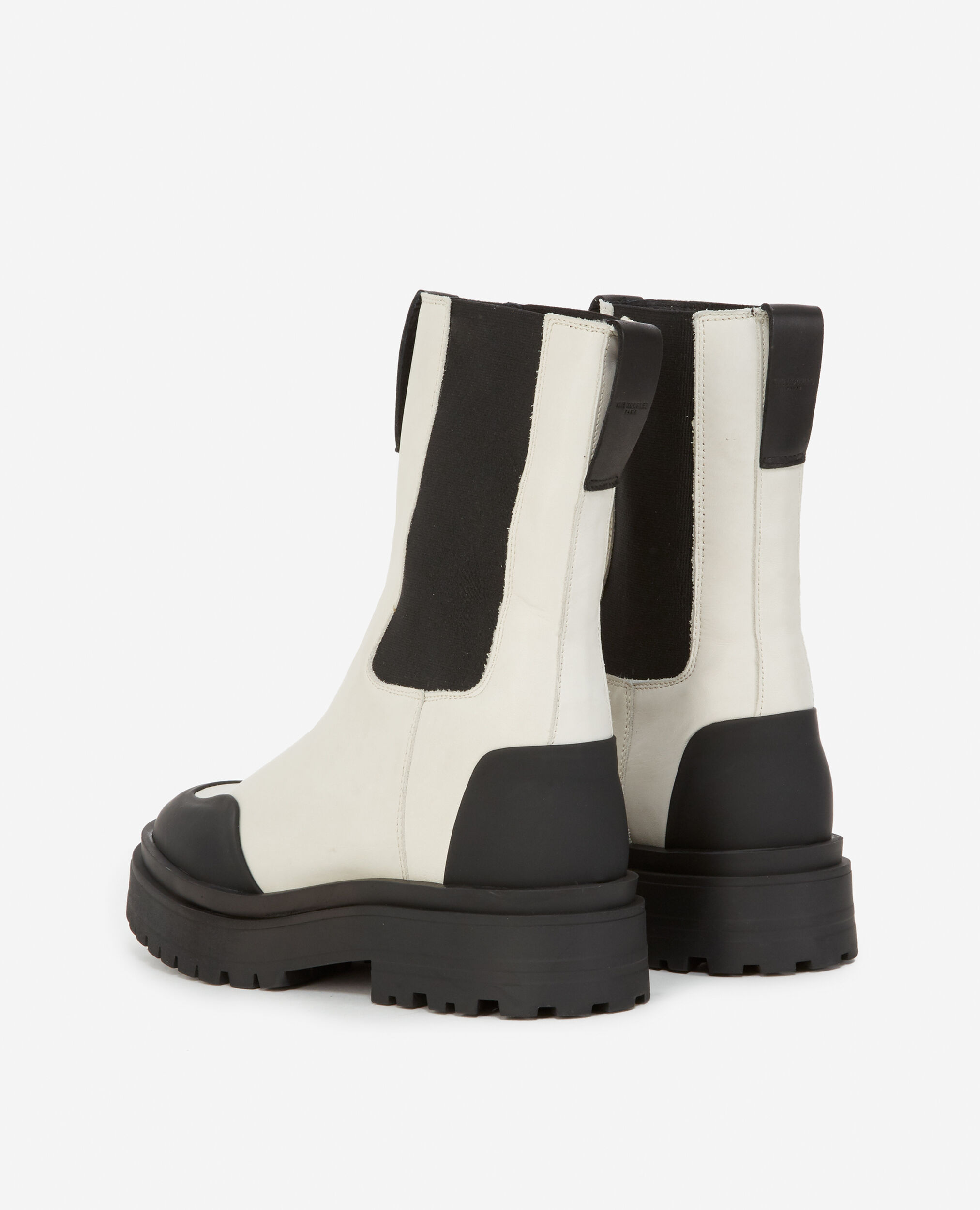 Ecru leather Chelsea boots with logo The Kooples