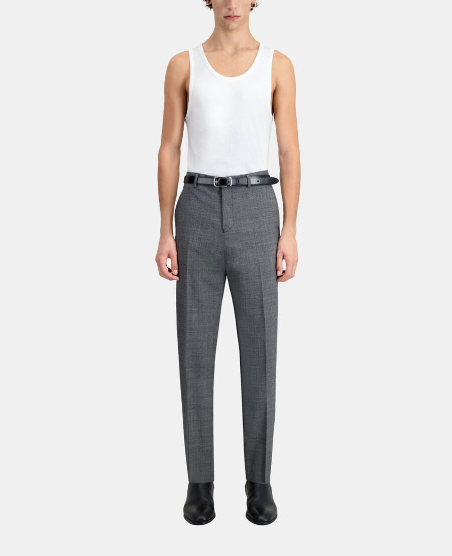 The Kooples HOMME BLACK-ECRU pantalon de costume noir en laine &agrave; micro motifs