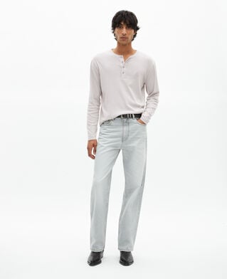 The Kooples HERREN LIGHT GREY langärmliges t-shirt mit grauem wappen