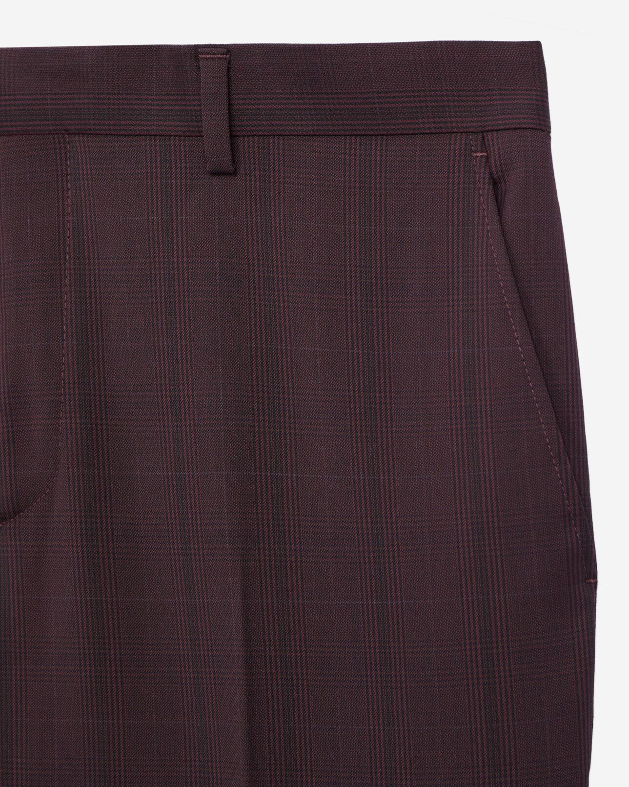 The Kooples MEN BORDEAUX burgundy checked wool suit trousers