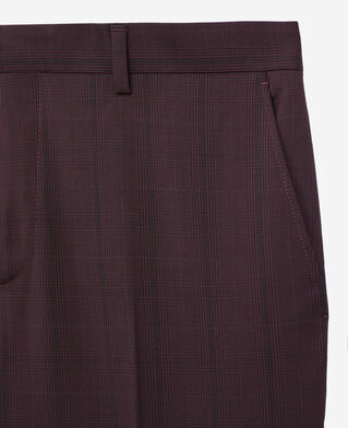 The Kooples H BORDEAUX burgundy checked wool suit trousers