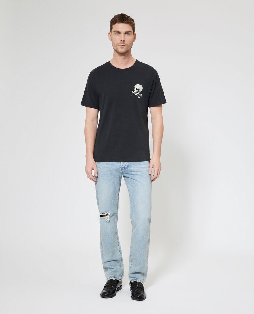 The Kooples HOMBRE BLACK WASHED camiseta con serigraf&iacute;a skull negra