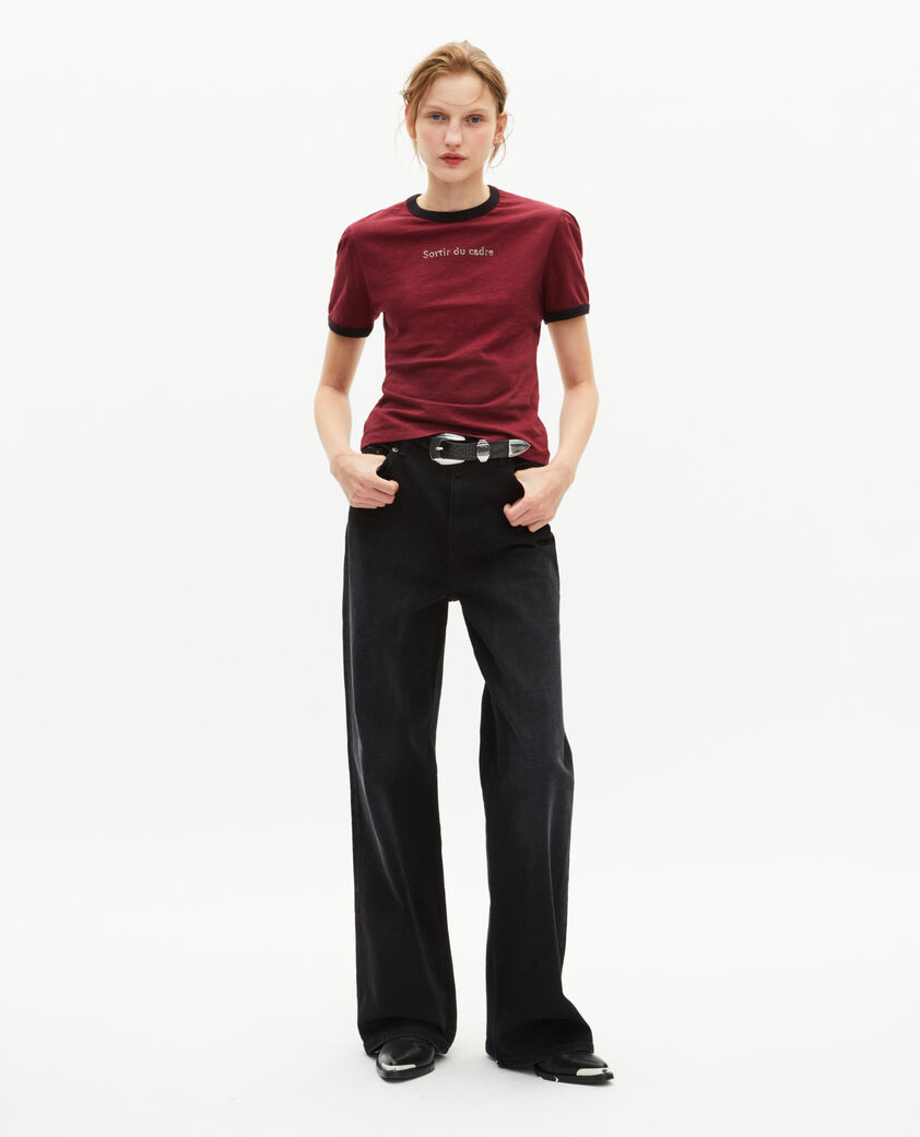 The Kooples DAMEN WINE RED t-shirt mit rotem strass-siebdruck