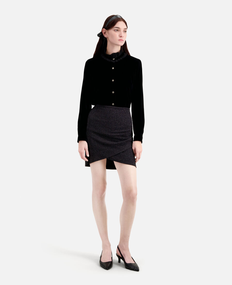 short black glitter effect skirt