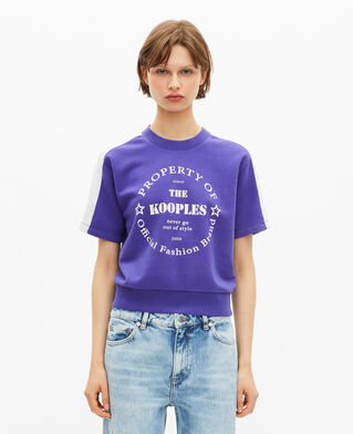 The Kooples WOMEN ELECTRIC BLUE short-sleeved sweatshirt with purple screen print