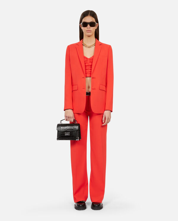 red crepe suit jacket