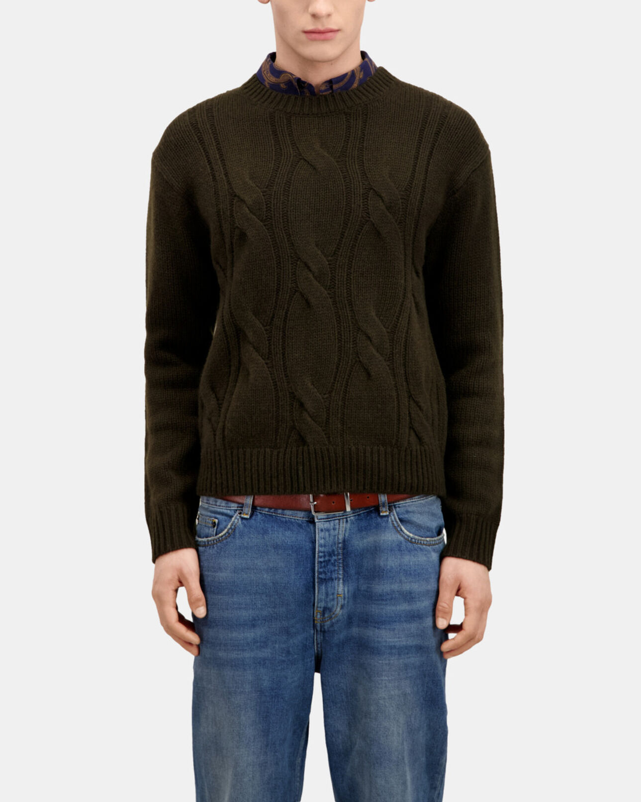 The Kooples HOMME DARK GREEN pull en cachemire vert foncé