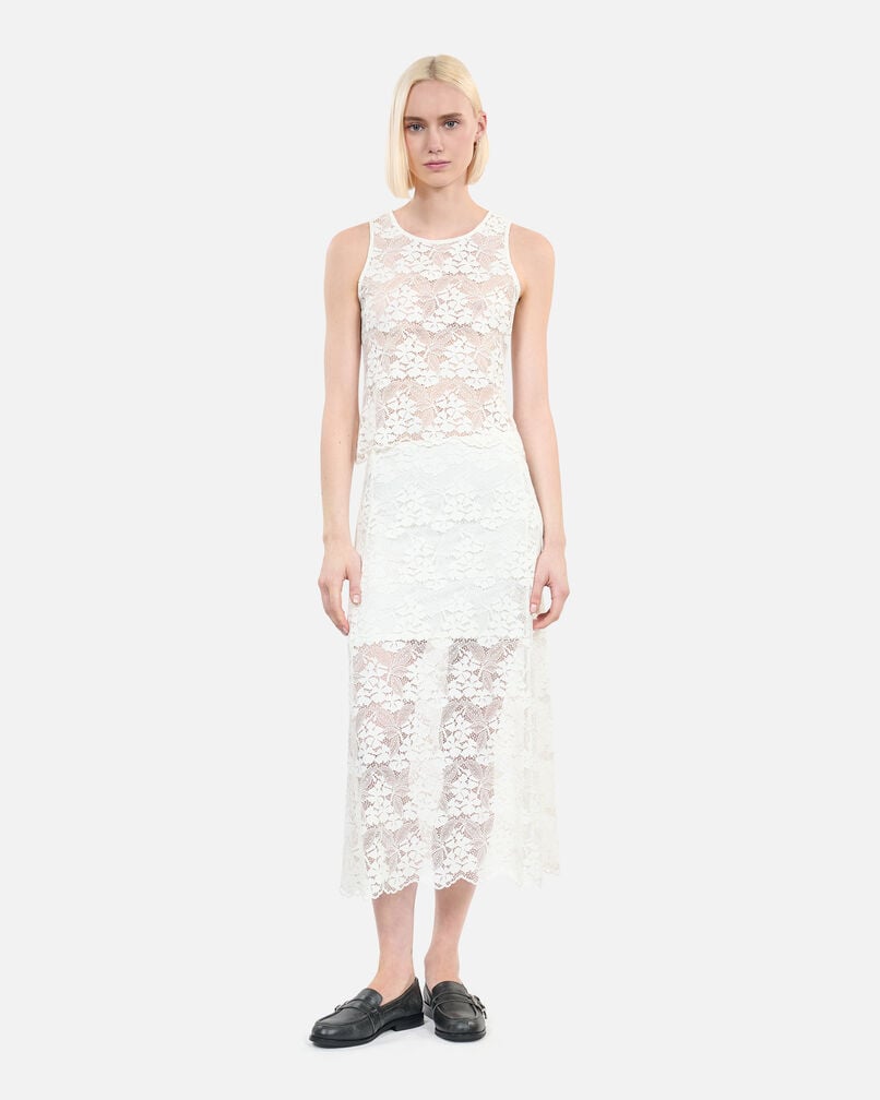 The Kooples WOMEN ECRU long ecru lace skirt