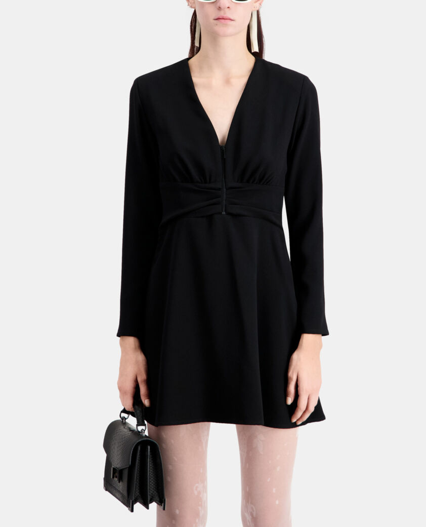 The Kooples FEMME BLACK robe courte noire en crêpe