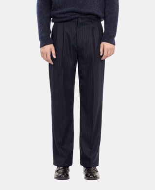The Kooples H DARK NAVY navy blue striped wide-leg trousers