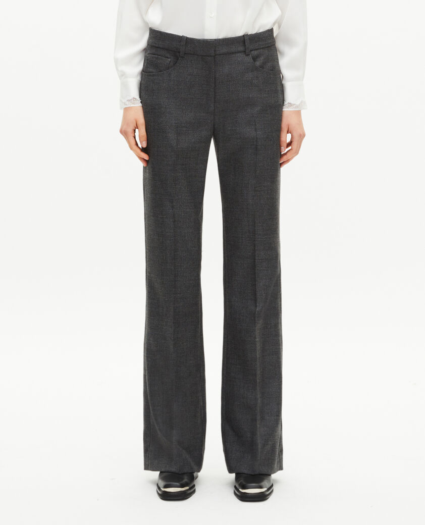 The Kooples FEMME BLACK pantalon tailleur bootcut en laine gris fonc&eacute;