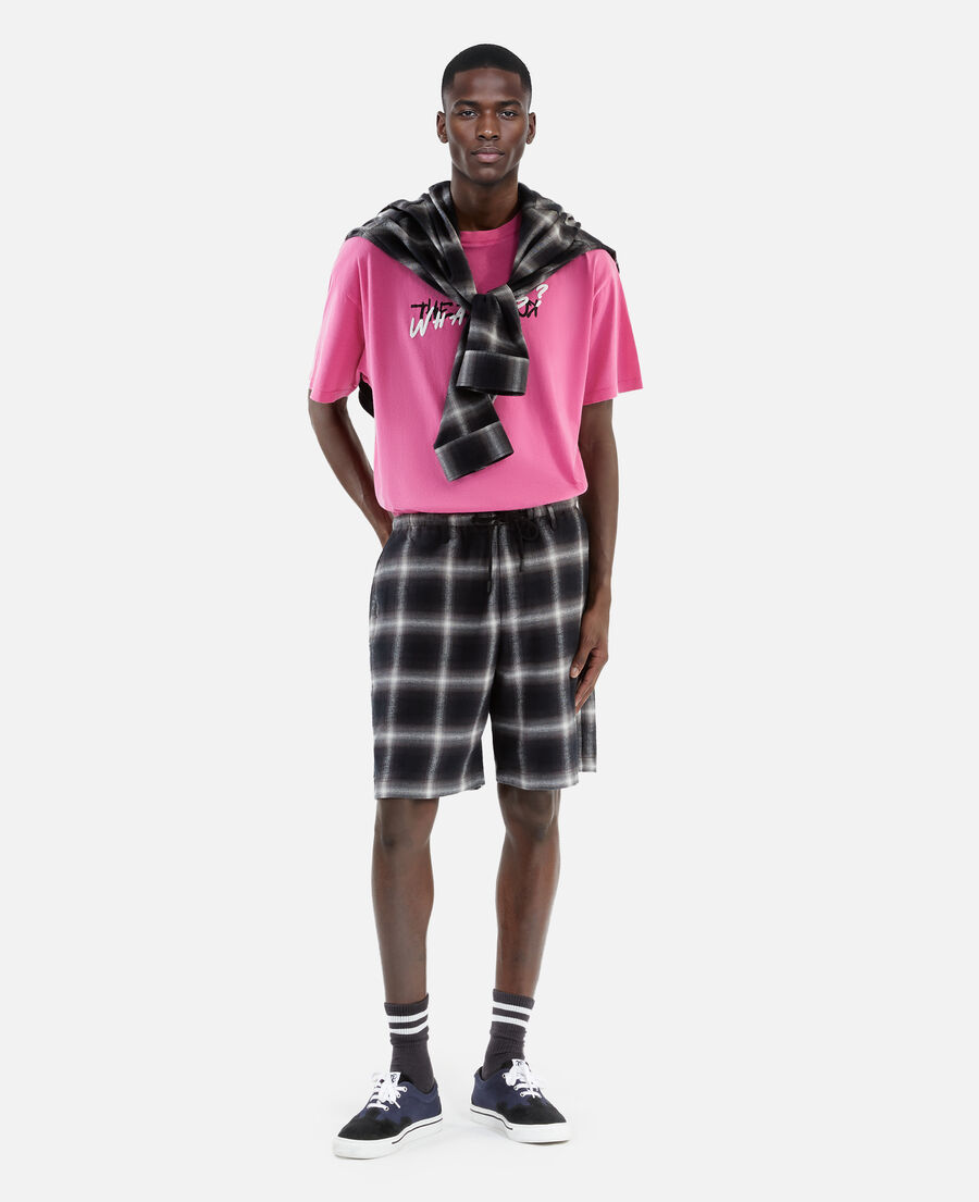 The Kooples H BLACK GREY WHITE black checked bermuda shorts