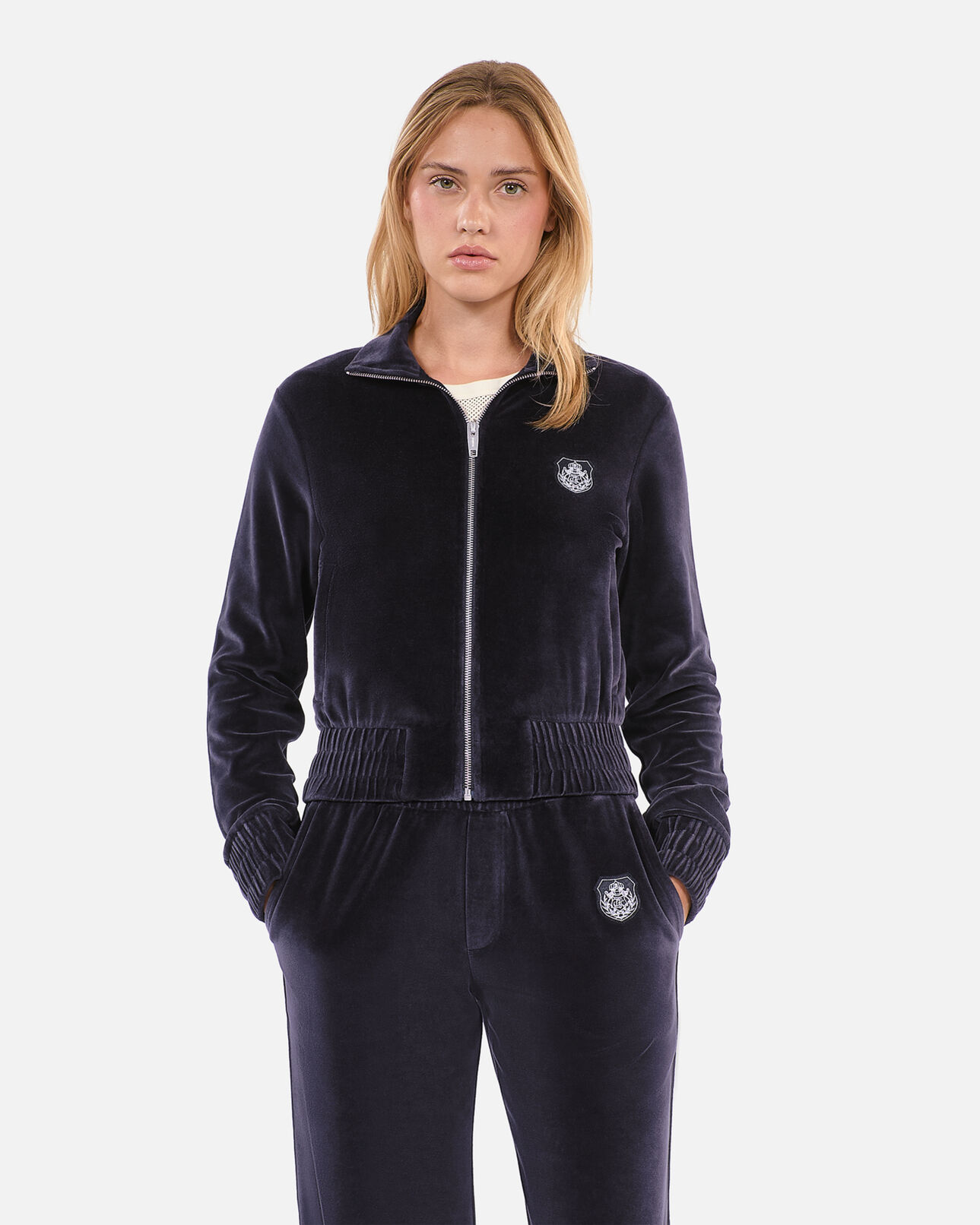 The Kooples WOMEN BLACK black velvet logo sweatshirt