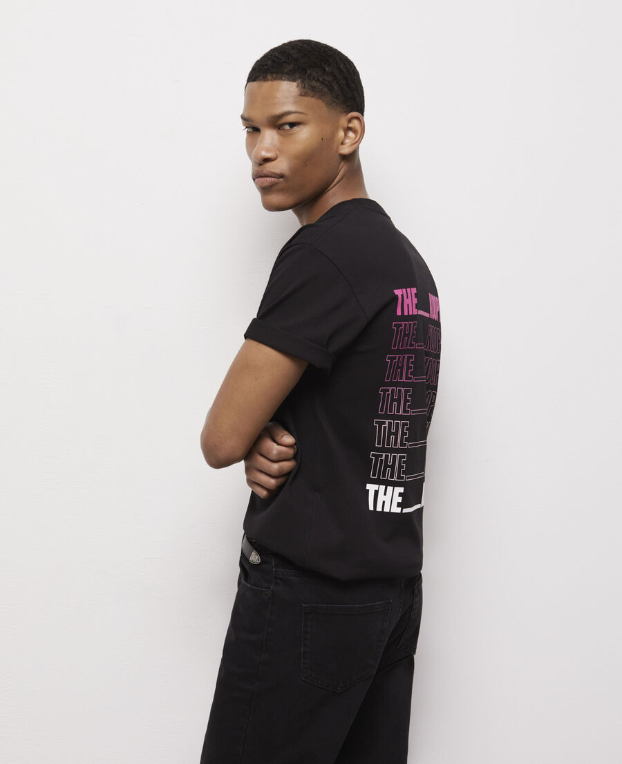 t-shirt noir sérigraphié logo dégradé
