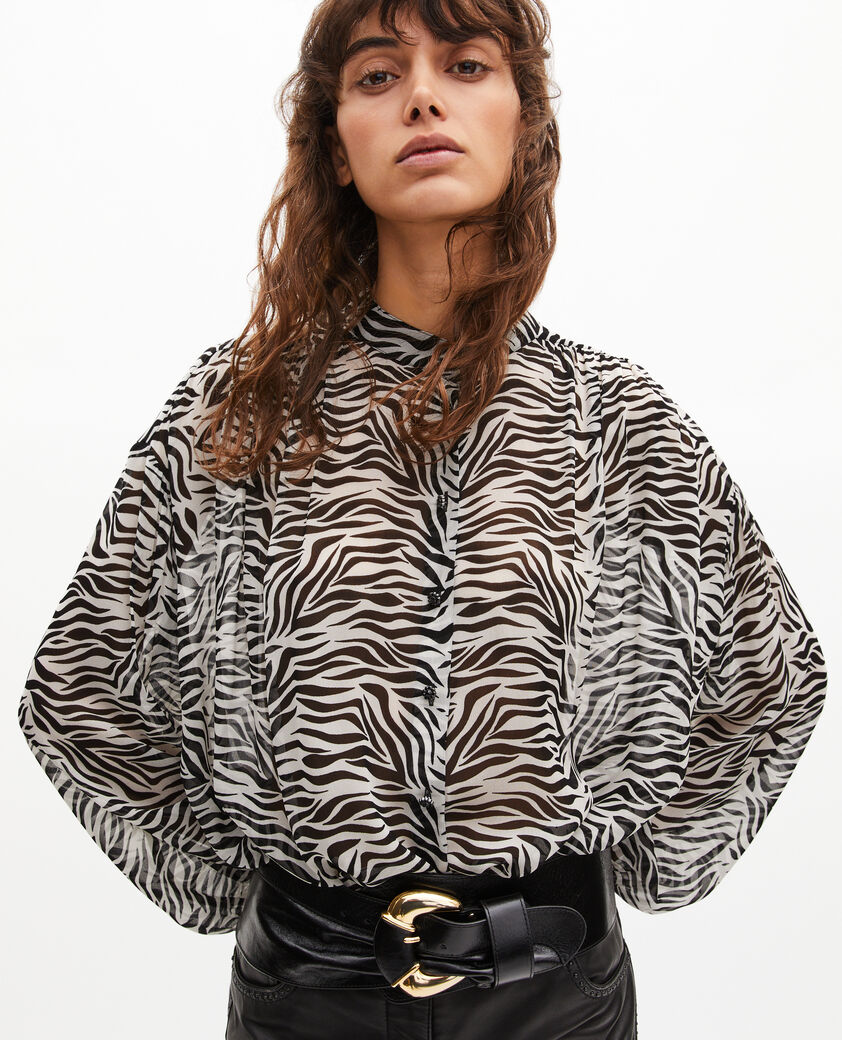 The Kooples WOMEN BLACK WHITE zebra print shirt
