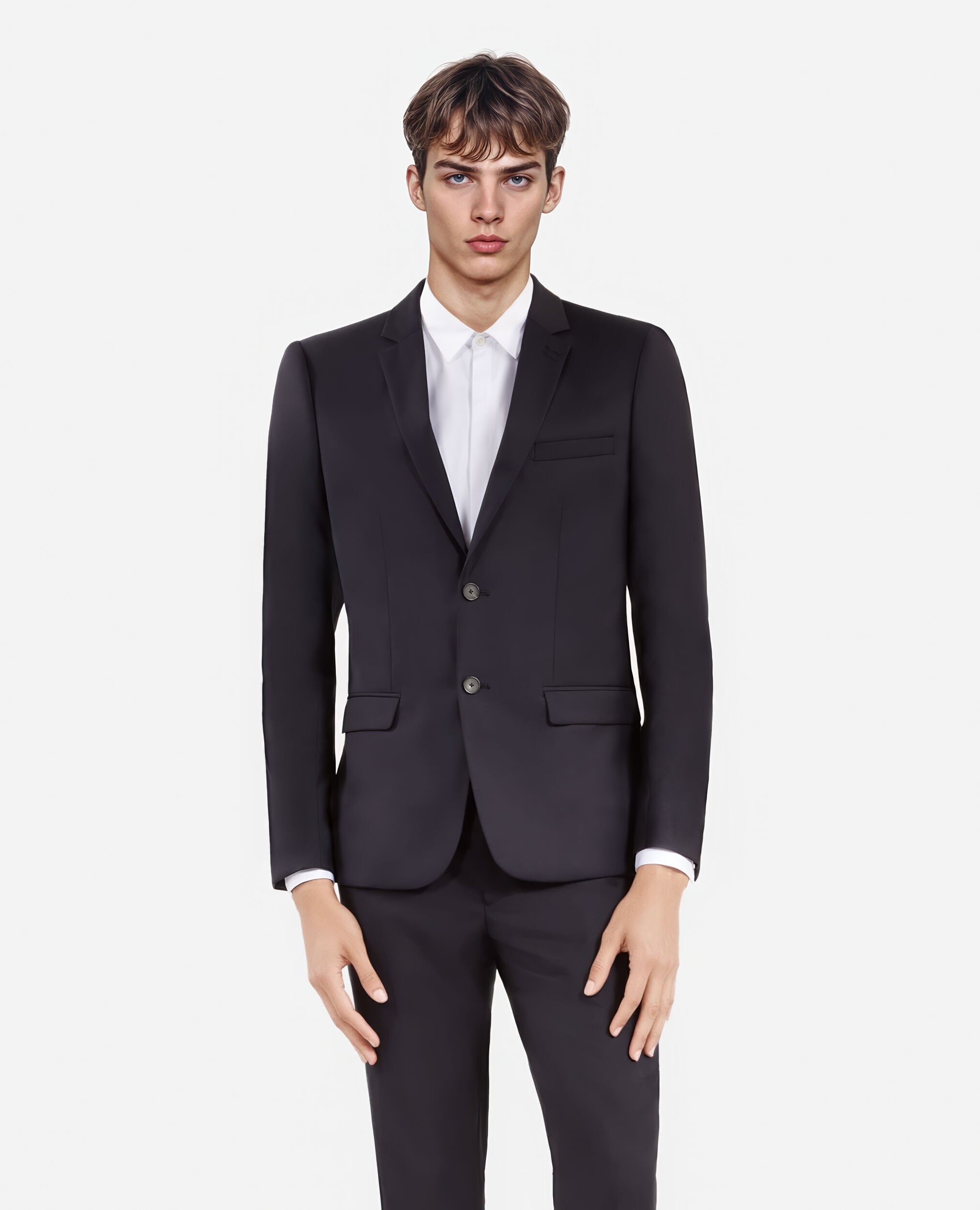 Black suit jacket blue store shirt