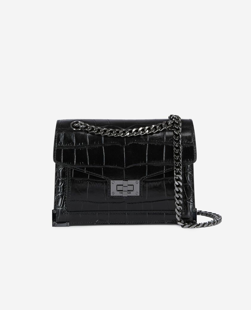 The Kooples WOMEN BLACK emily small crocodile-effect bag in black leather