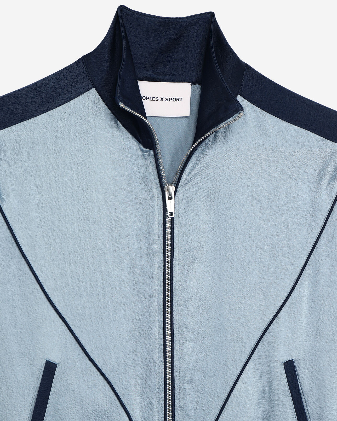 The Kooples FEMME BLUE sweat bleu ciel zippé bandes contrastées