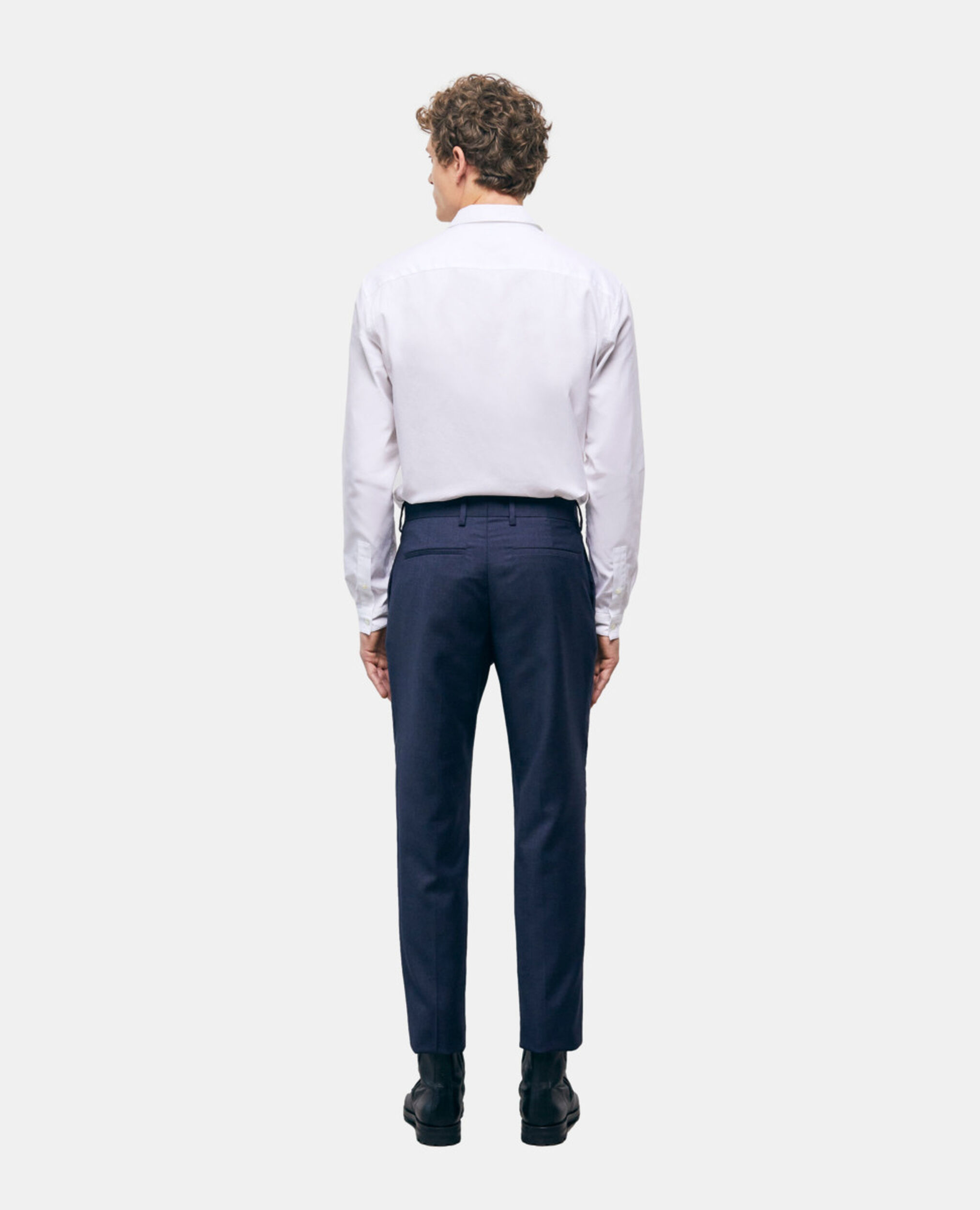 Navy blue wool suit pants, NAVY, hi-res image number null