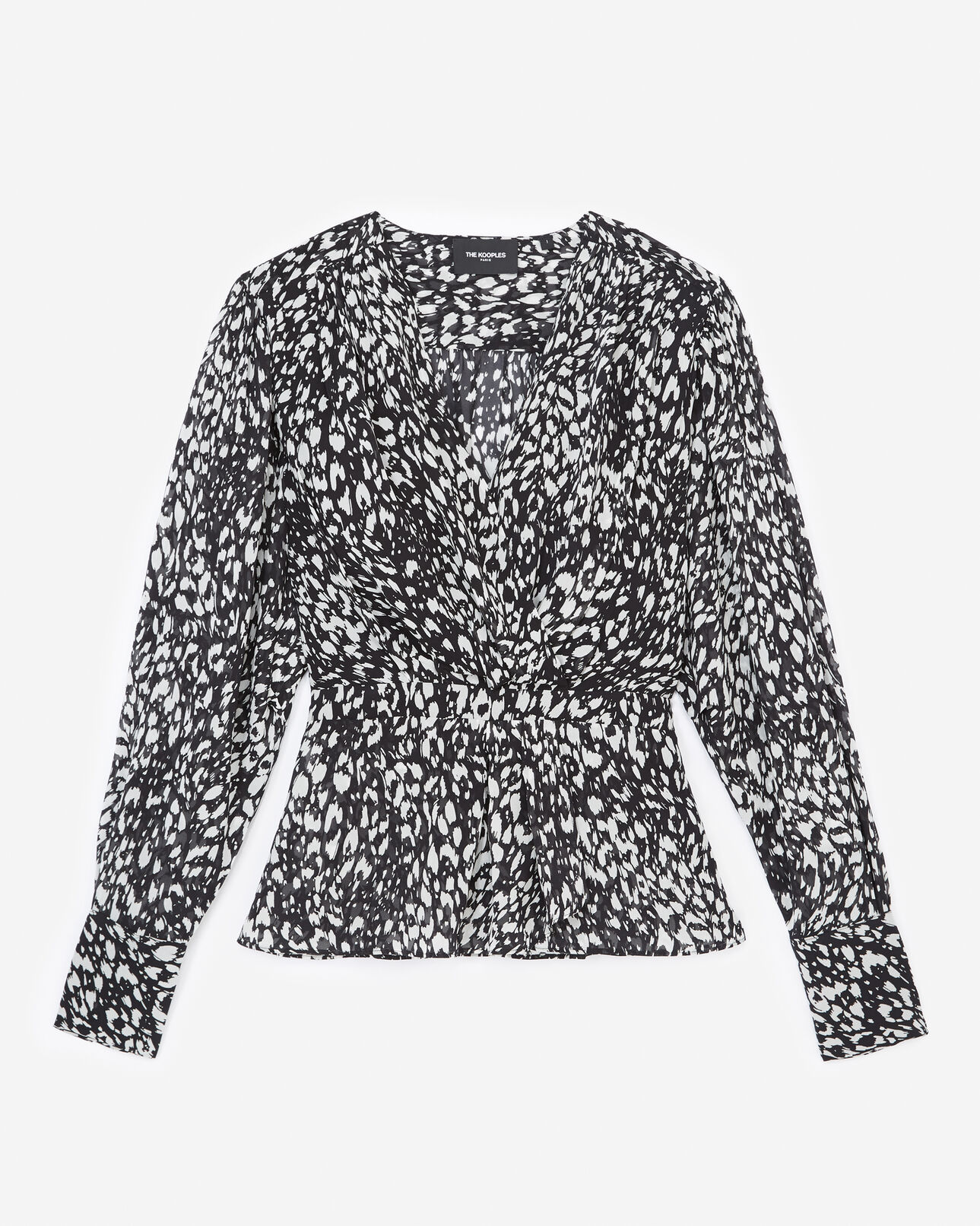 The Kooples DAMEN BLACK-ECRU oberteil fließend schwarz-ecrufarben leopard