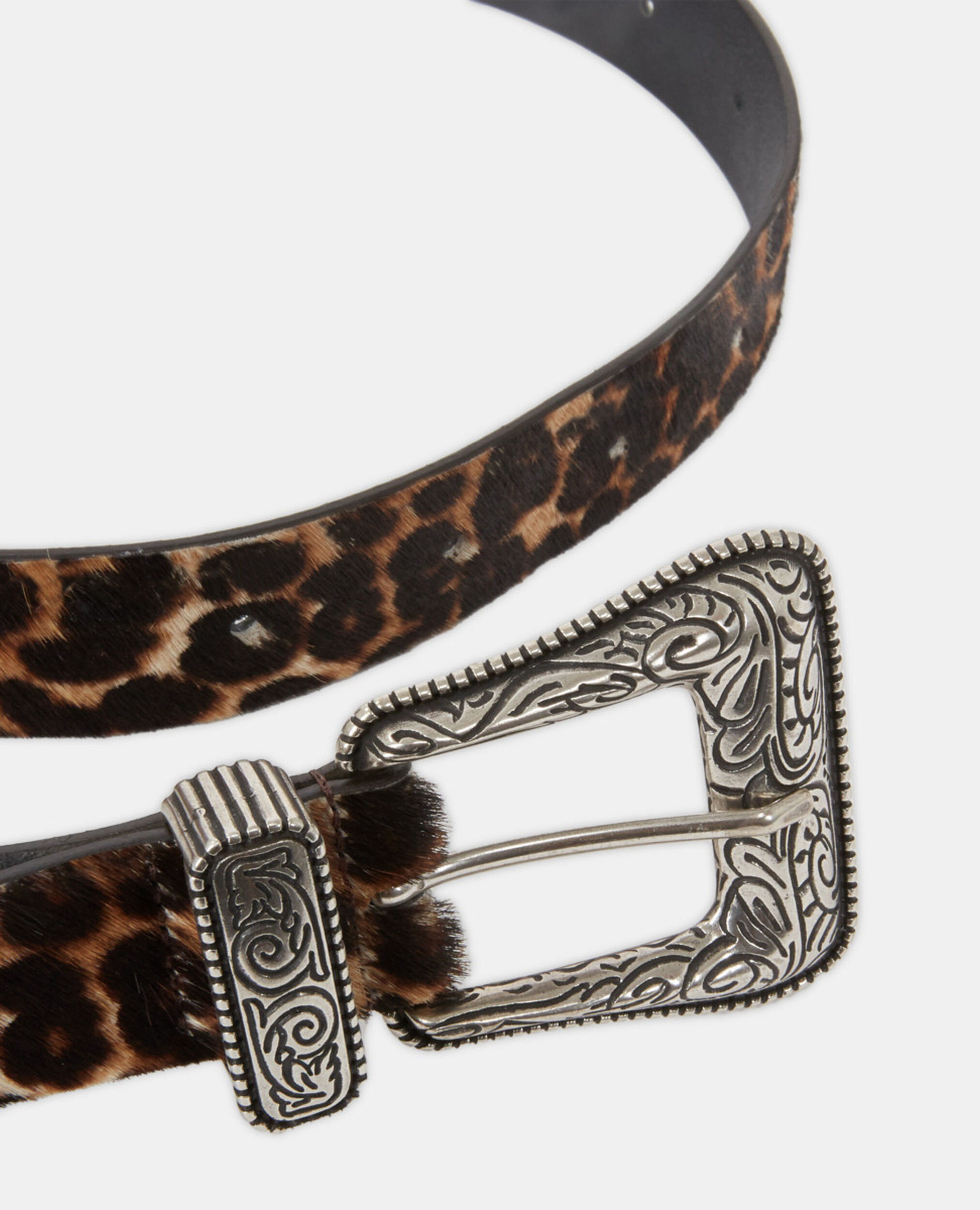 Schmaler Gürtel aus Leder mit Leopardenprint, LEOPARD, hi-res image number null