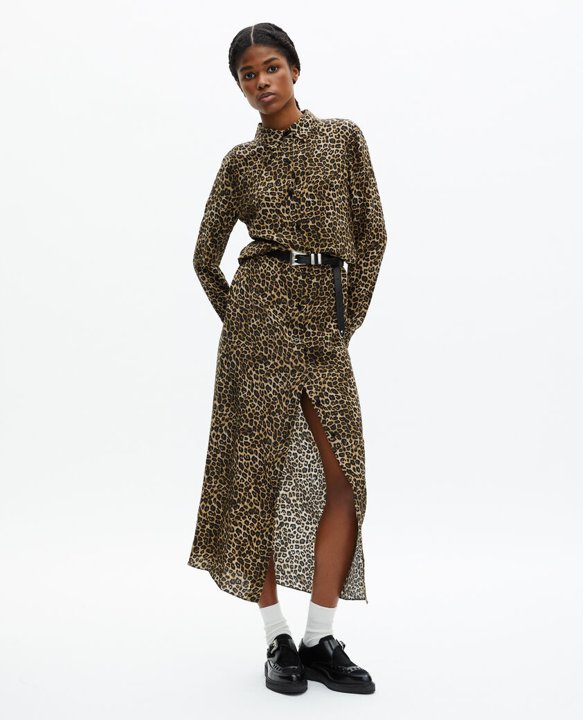 The Kooples WOMEN LEOPARD long leopard print silk dress