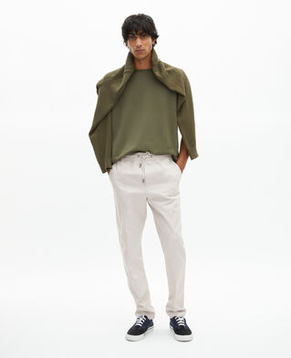 The Kooples HOMME LIGHT GREY pantalon droit en coton gris p&acirc;le