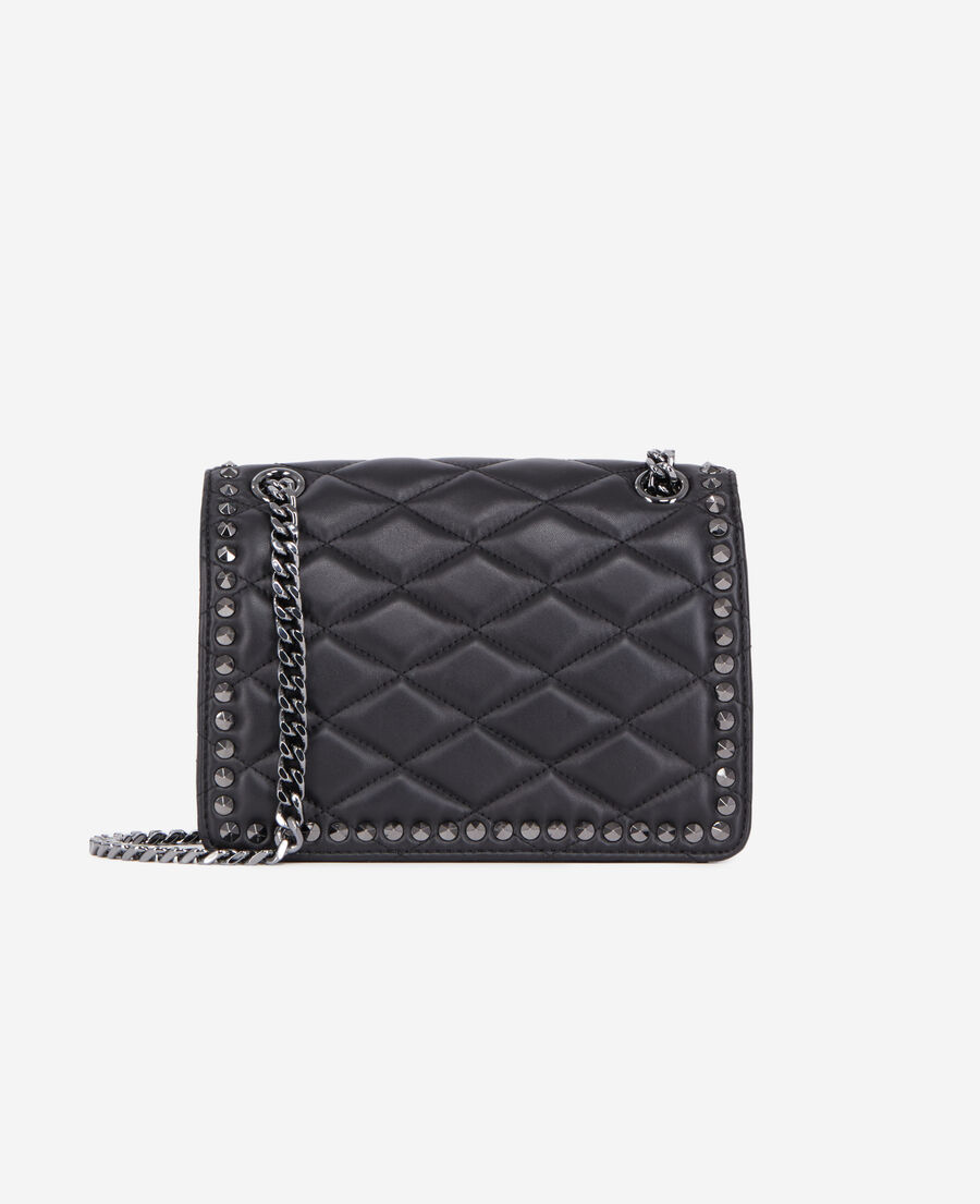 sac joy en cuir matelassé noir avec chaîne