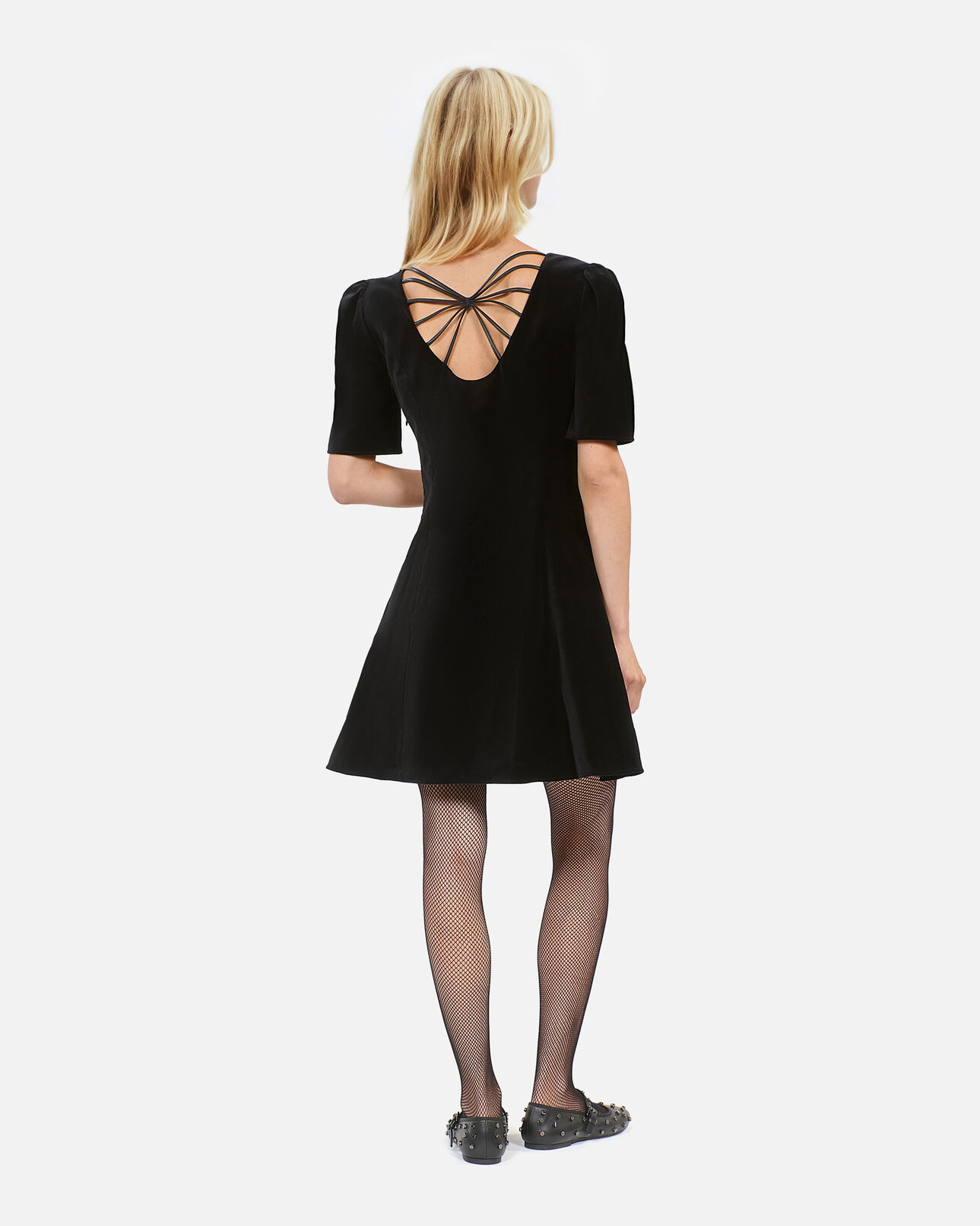The Kooples WOMEN BLACK short black velvet dress