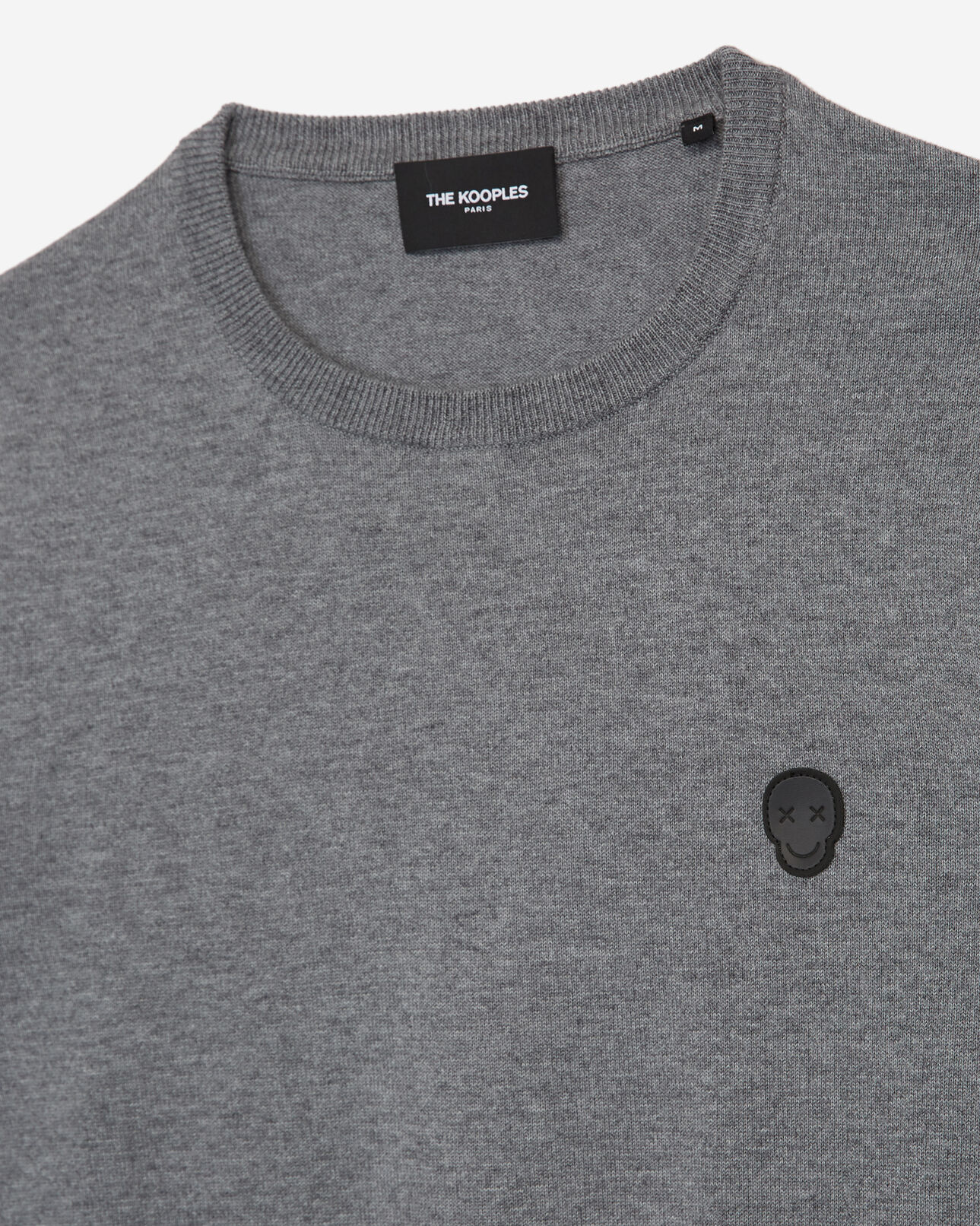 The Kooples HOMME LIGHT GREY CHINE pull gris clair laine mélangée brodé