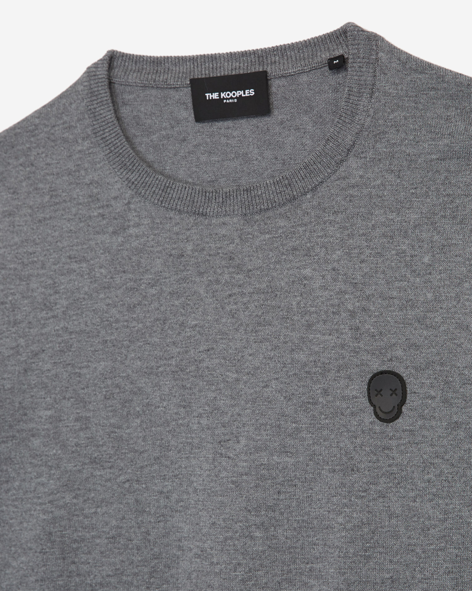Pull gris clair laine mélangée brodé, LIGHT GREY CHINE, hi-res image number null