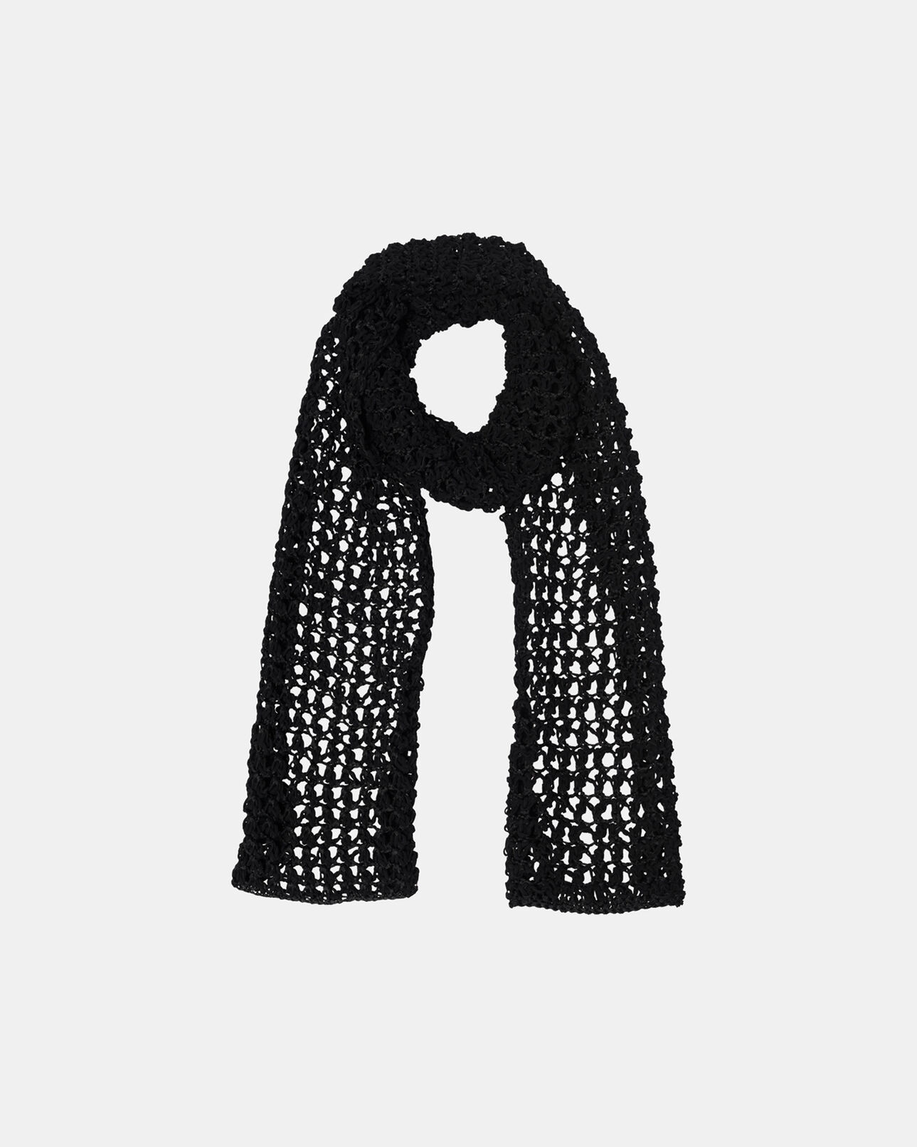 The Kooples HOMME BLACK / NAVY echarpe en maille ruban effet cuir tricotée main