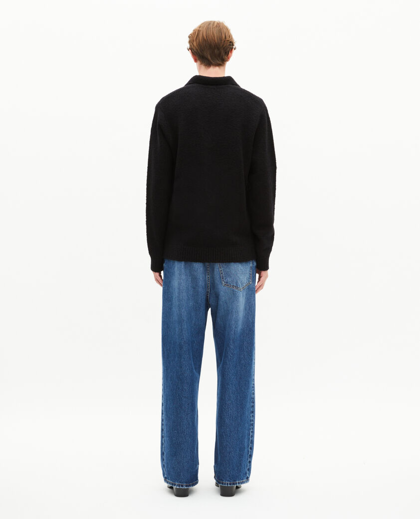 The Kooples H BLACK black wool tunisian collar sweater