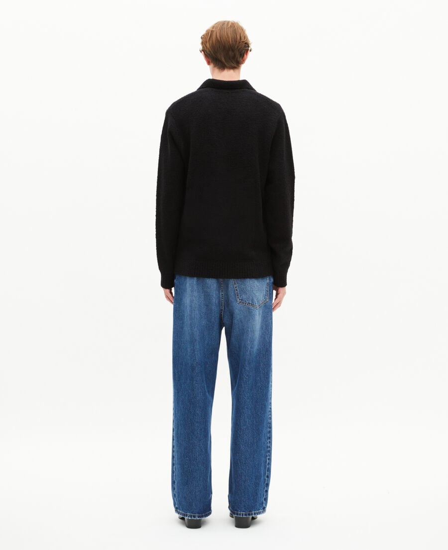 The Kooples HOMME BLACK pull col tunisien en laine noir