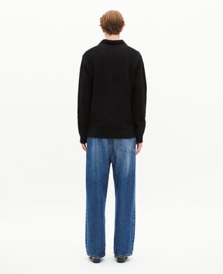 The Kooples HOMME BLACK pull col tunisien en laine noir