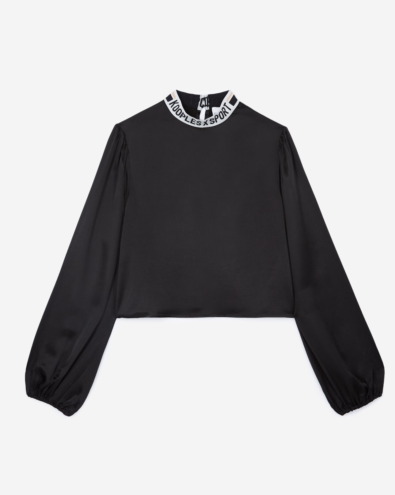 The Kooples FEMME BLACK top fluide noir à bande logo blanche