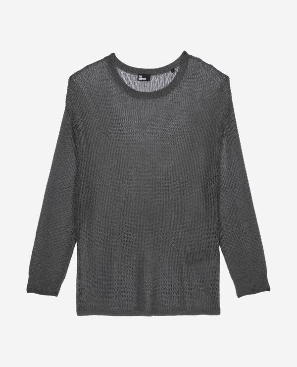 The Kooples WOMEN GREY SILVER gray chainmail effect sweater