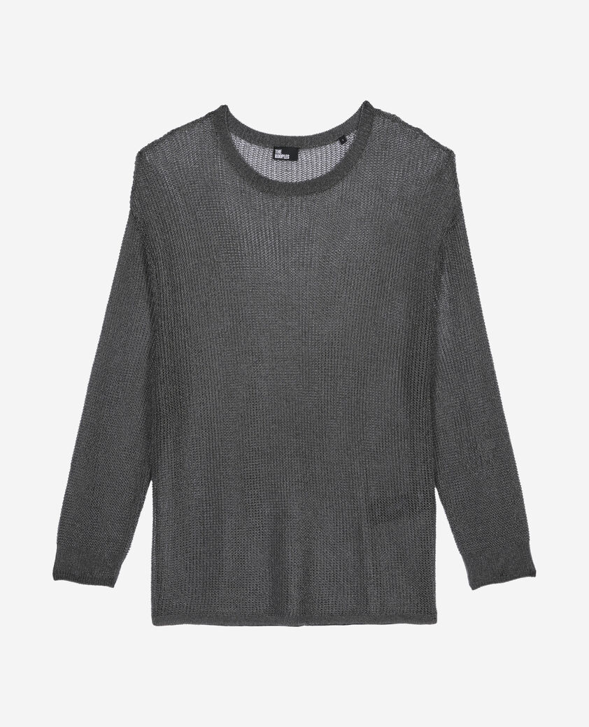 The Kooples DAMEN GREY SILVER grauer pullover mit kettenhemdeffekt