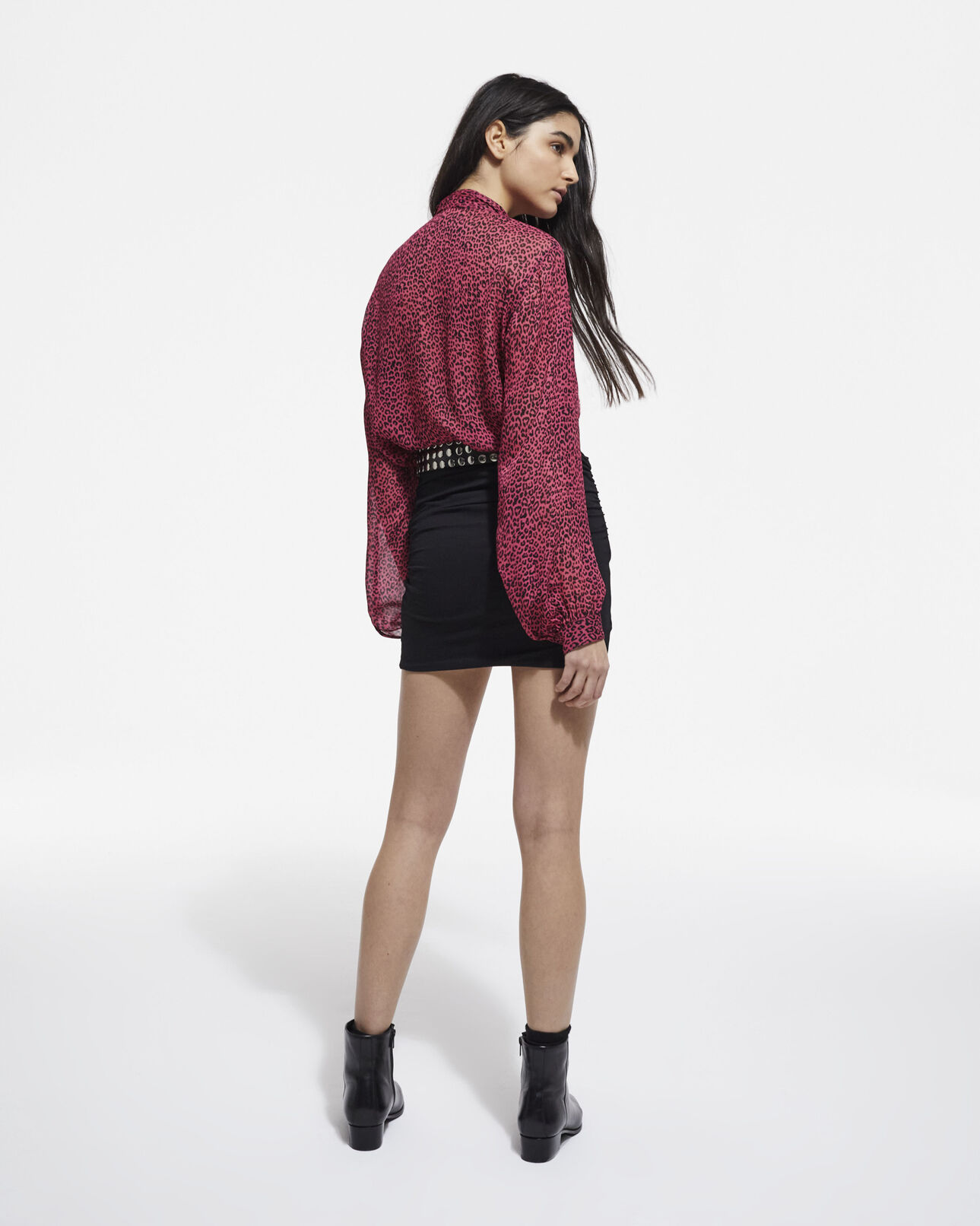 The Kooples WOMEN PINK BLACK pink leopard-print shirt