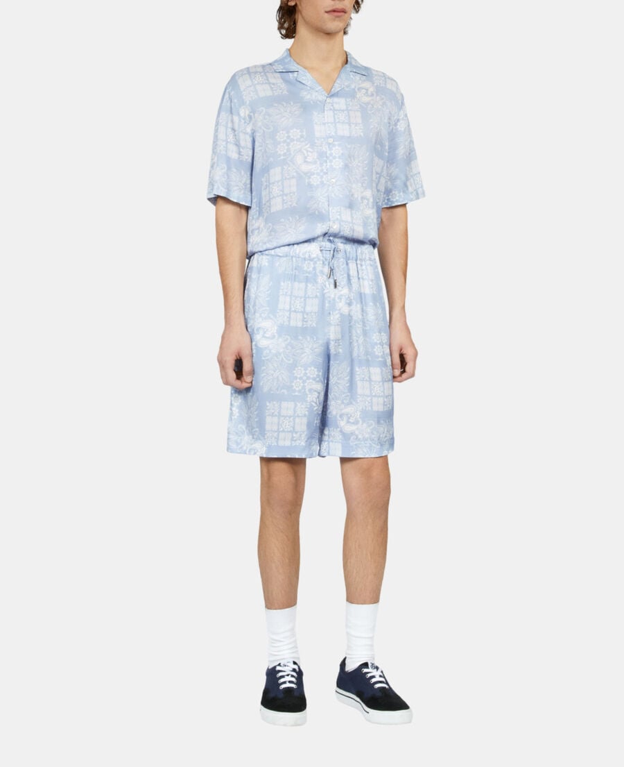 The Kooples HOMME WHITE / SKY BLUE short imprimé noir