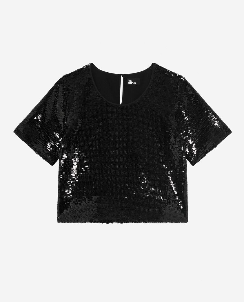 The Kooples DAMEN BLACK pailletten-top schwarz