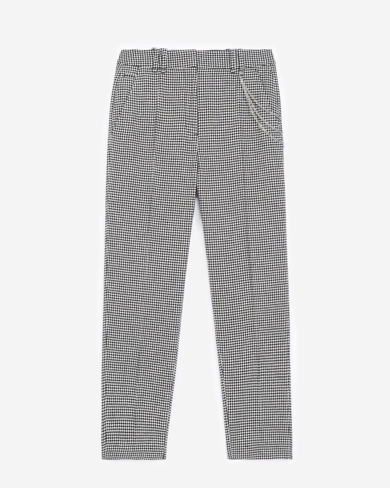 Pantalon droit motif pied de poule, BLACK WHITE, hi-res image number null