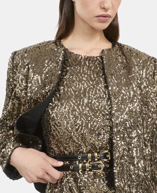 The Kooples DAMEN GOLD goldene kurze jacke mit pailletten