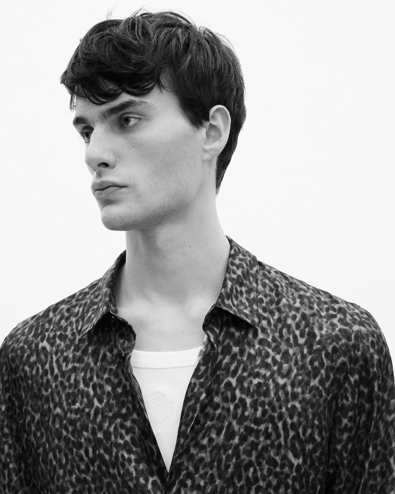 The Kooples HOMME BLUE chemise imprimé léopard en soie mélangée